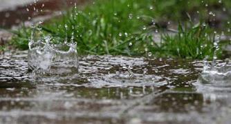 Image of rain drops puddling.